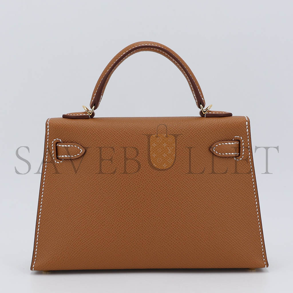 H**mes master mini kelly second generation golden brown gold epsom (19*12*5.5cm)